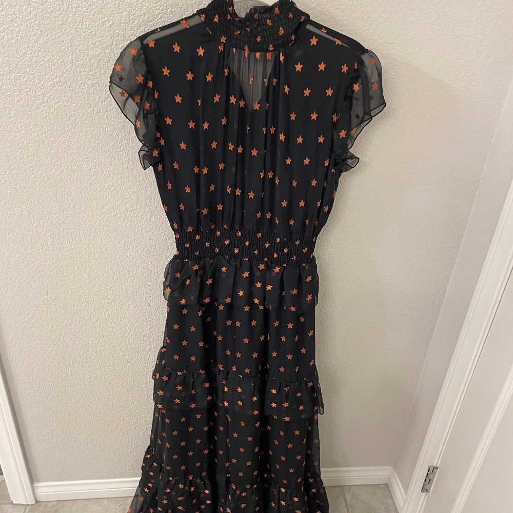 SCOTCH & SODA Maison Scotch Chiffon High Neck Star Jacquard Maxi Dress S… - Picture 12 of 15